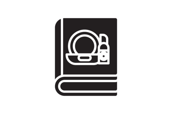 Book Icon Make Up Design Black Filled Review for Embroidery Projects