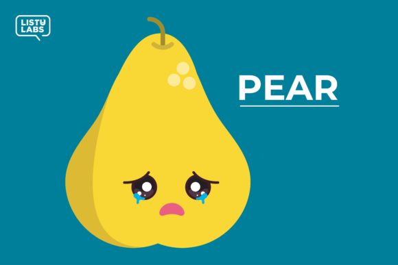 Cute Fruit Kawaii - Pear for Real Embroidery Projects