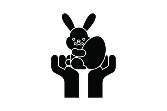 Easter Cute Icon Bunny Black Filled: A Festive Graphic Freebie for Small Business Branding