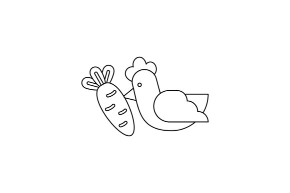 Easter Cute Icon Carrot Chicken Colorless – A Versatile Graphic for Handmade Creators