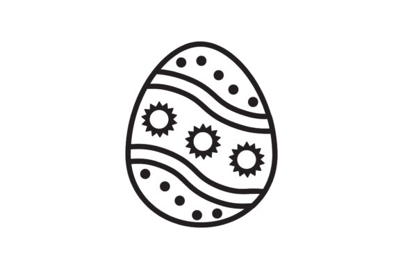Easter Icon Egg Sun Design Black Line – A Festive Graphic Freebie for Small Business Branding