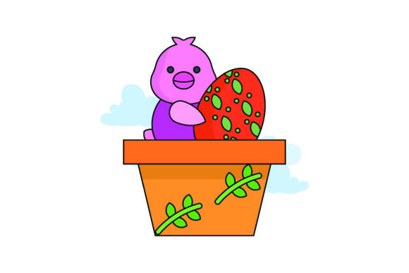 Flat Easter Cute Icon Egg Color Outline for Local Business Branding
