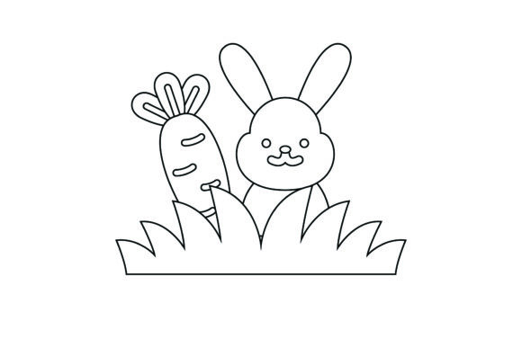 Flat Easter Cute Icon Rabbit Colorless for Creative Design Projects