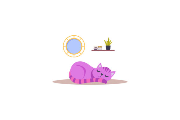 Flat Icon Cat Sleep: A Modern Graphic Design Asset for Content Creators