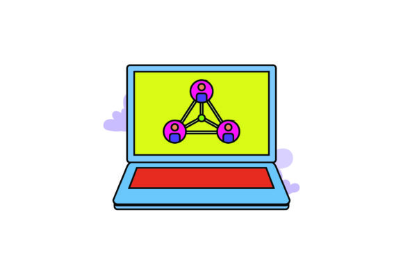 Flat Icon Laptop Network Color Outline – A Versatile Graphic Design Freebie