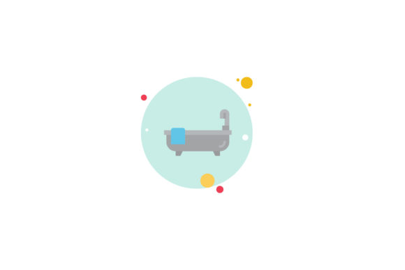 House Icon Bathtub Shower Circle Blue – A Freebie Graphic for Digital Sellers