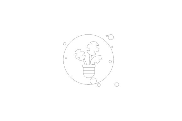 House Plant Pot Circle Coloring Page – A Versatile Graphic Design Asset