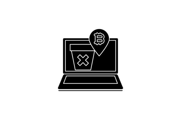 Laptop Icon Bitcoin Trash Black Filled: A Freebie with Graphic Design Potential