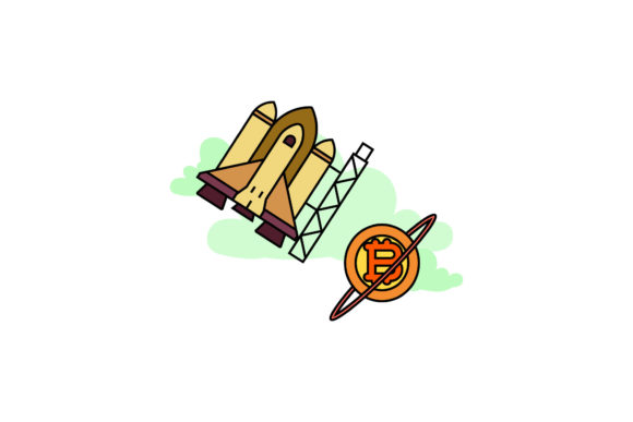 Space Icon Bitcoin Saturn Color Outline: A Freebie Graphic for Modern Branding