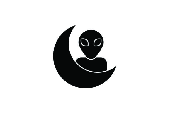 Space Icon Cute Aliens Black Filled: A Versatile Graphic Design Freebie for Modern Branding
