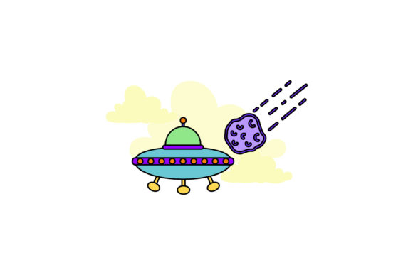 Space Icon Cute Ufo Color Outline: A Freebie Graphic for Playful Design Projects