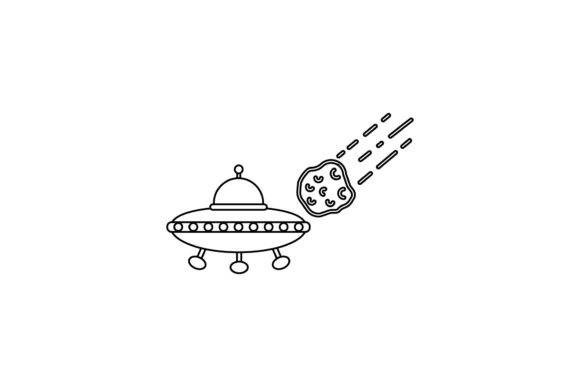 Space Icon Cute UFO Coloring Page: A Graphic Design Asset for Handmade Crafters
